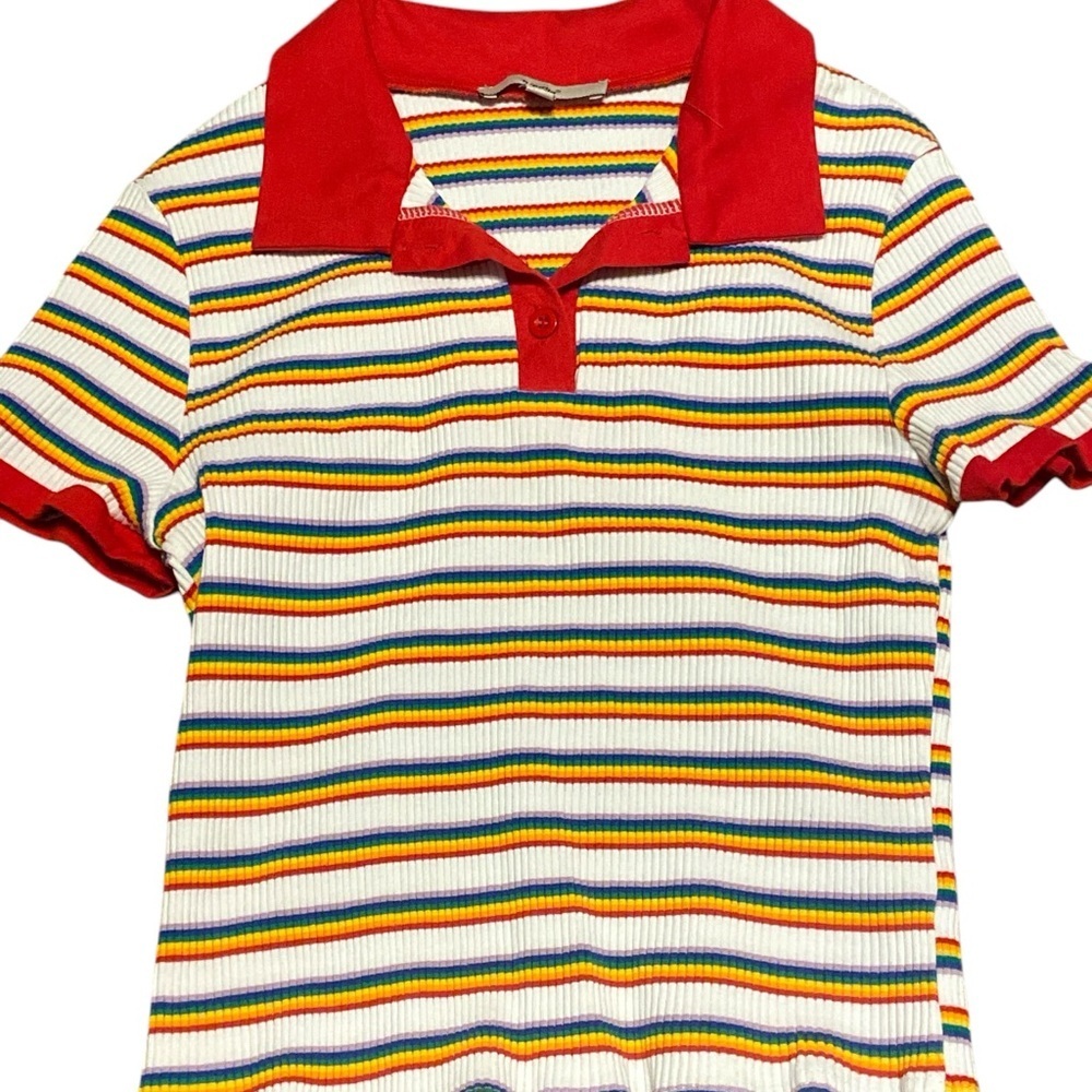 Papaya Red and White Crop Top Striped​